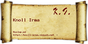 Knoll Irma névjegykártya